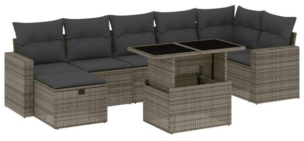 VidaXL 8 részes szürke polyrattan kerti ülőgarnitúra párnákkal