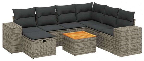 VidaXL Polyrattan Kerti Ülőgarnitúra - 8 részes - Szürke
