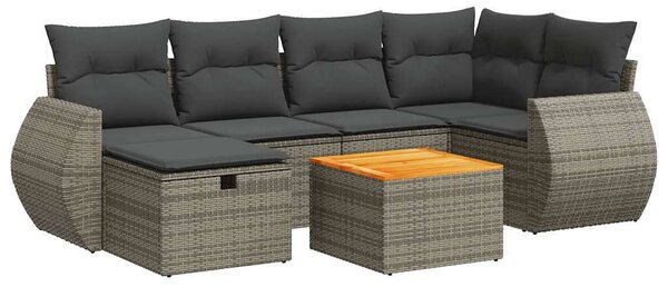 VidaXL Polyrattan Kerti Ülőgarnitúra - 7 részes - Szürke
