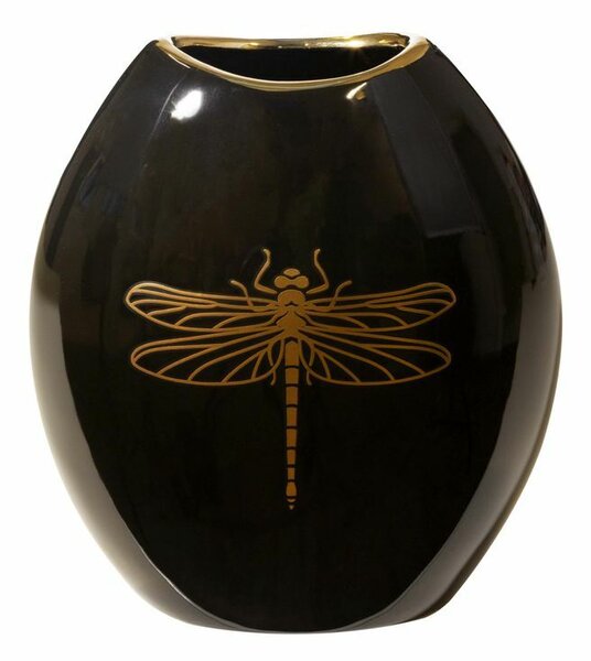 Lori kerámia váza Fekete/arany 22x12x25 cm