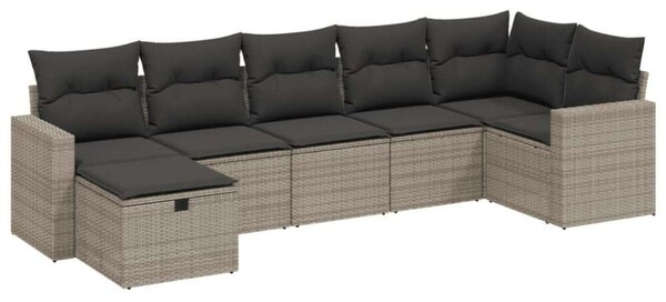 VidaXL Polyrattan Kerti Ülőgarnitúra - 7 részes - Szürke