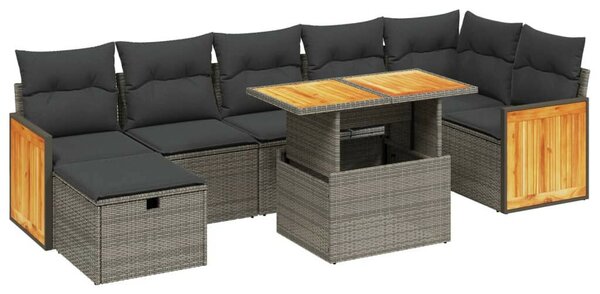 VidaXL Polyrattan Kerti Ülőgarnitúra - 8 részes - Szürke