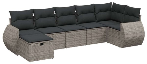 VidaXL Polyrattan Kerti Ülőgarnitúra - 7 részes - Szürke