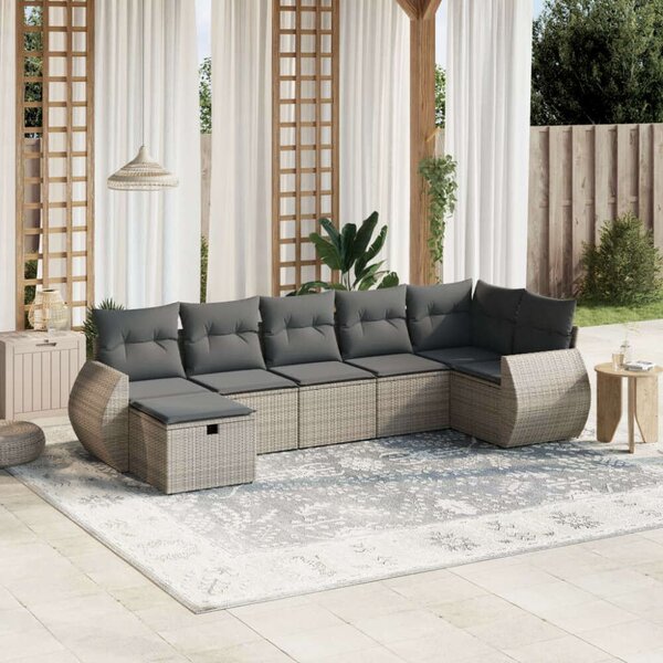 VidaXL Polyrattan Kerti Ülőgarnitúra - 7 részes - Szürke