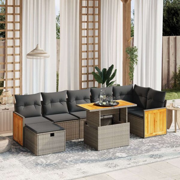 VidaXL Polyrattan Kerti Ülőgarnitúra - 8 részes - Szürke