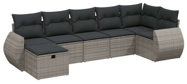 VidaXL Polyrattan Kerti Ülőgarnitúra - 7 részes - Szürke
