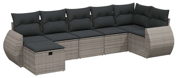 VidaXL Polyrattan Kerti Ülőgarnitúra - 7 részes - Szürke
