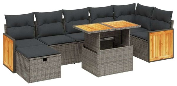 VidaXL Polyrattan Kerti Ülőgarnitúra - 8 részes - Szürke