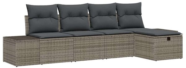 Kerti Kanapé Szett 5 pcs Szürke 55 x 62 x 69 cm Poli rattan