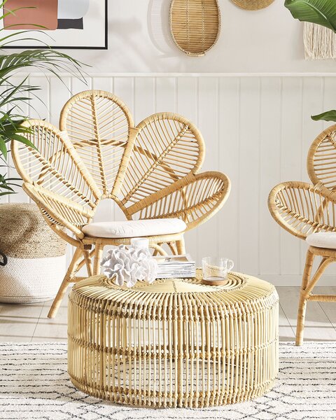Kétdarabos páva alakú szék szett FLORENTINE Rattan Természetes
