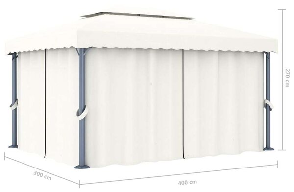 Vidaxl Pavilon - Kert - 4x3m - Krémfehér