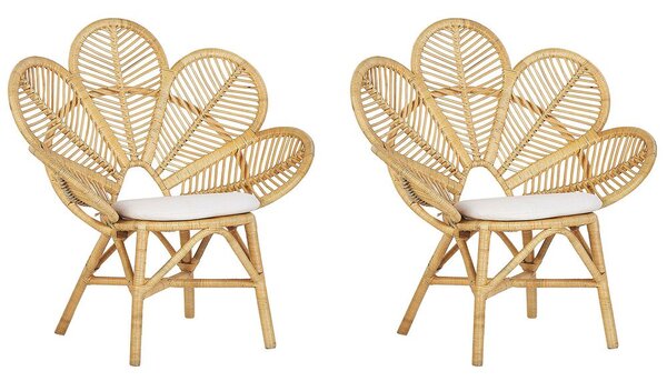 Kétdarabos páva alakú szék szett FLORENTINE Rattan Természetes