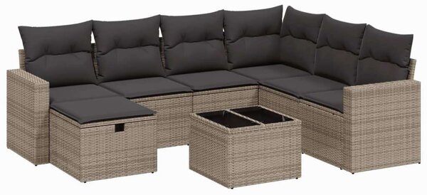 VidaXL Polyrattan Kerti Ülőgarnitúra - 8 részes - Szürke