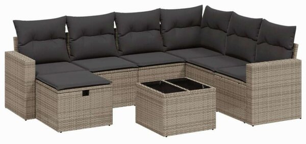 VidaXL Polyrattan Kerti Ülőgarnitúra - 8 részes - Szürke