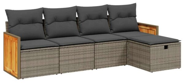 VidaXL Polyrattan Kerti Ülőgarnitúra - 5 részes - Szürke