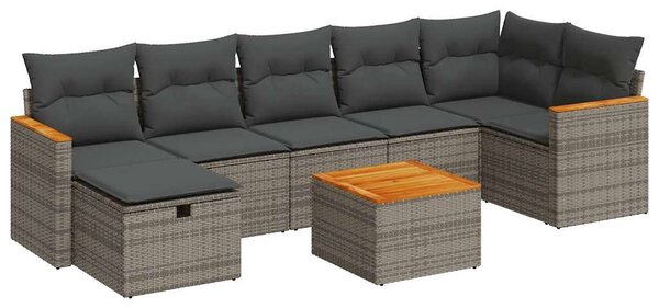 VidaXL Polyrattan Kerti Ülőgarnitúra - 8 részes - Szürke