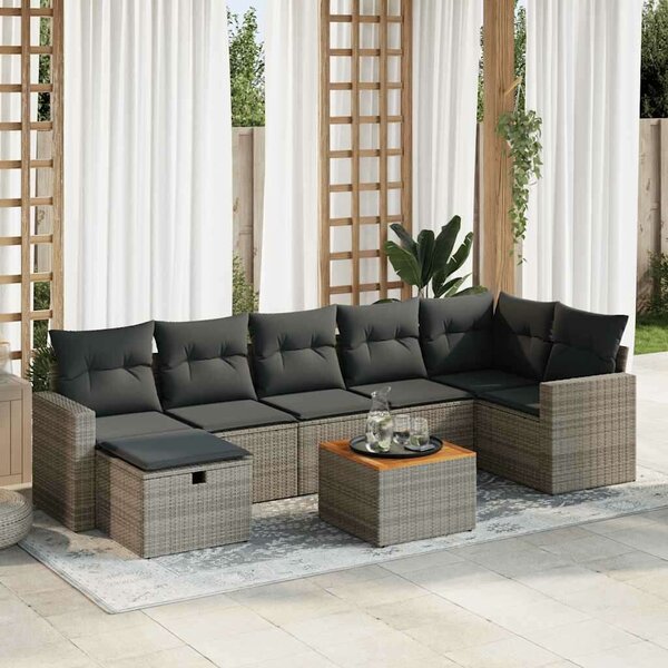 VidaXL Polyrattan Kerti Ülőgarnitúra - 8 részes - Szürke