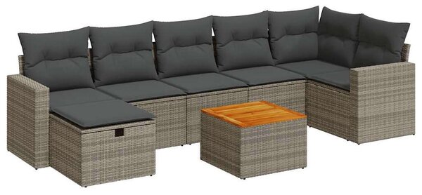VidaXL Polyrattan Kerti Ülőgarnitúra - 8 részes - Szürke