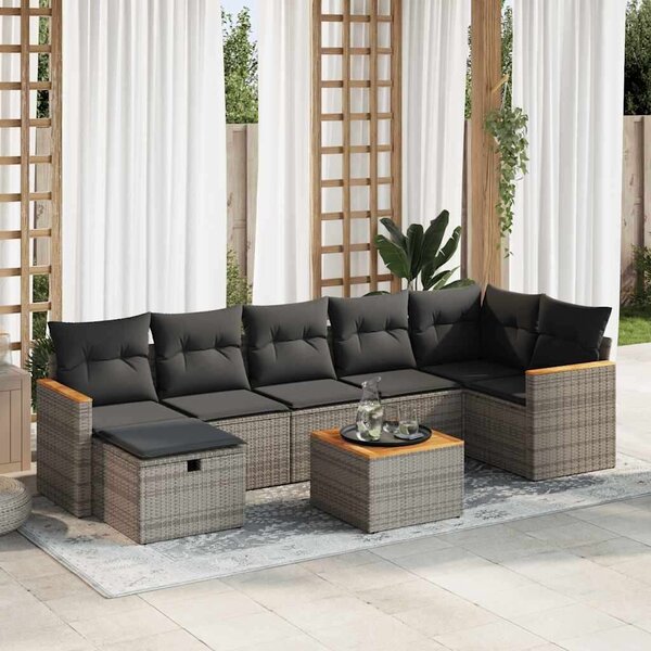 VidaXL Polyrattan Kerti Ülőgarnitúra - 8 részes - Szürke