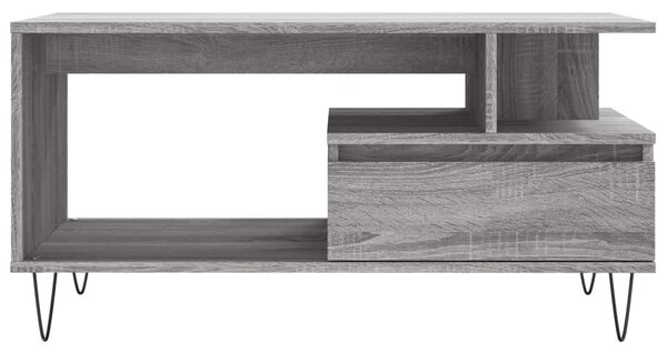 Szürke sonoma szerelt fa dohányzóasztal 90x49x45 cm