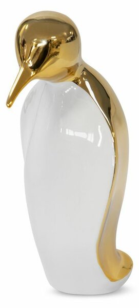 Rina pingvin figura Fehér/arany 16x16x29 cm