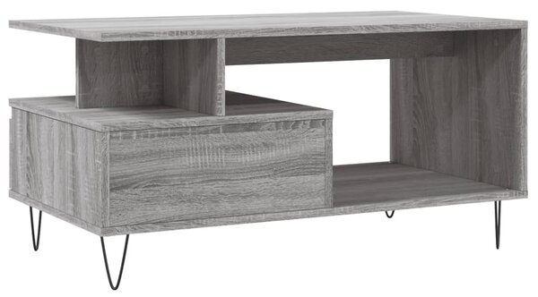 Szürke sonoma szerelt fa dohányzóasztal 90x49x45 cm
