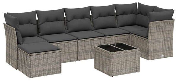 VidaXL Polyrattan Kerti Ülőgarnitúra - 8 részes - Szürke