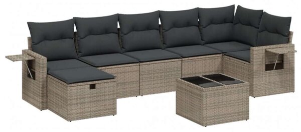 VidaXL Polyrattan Kerti Ülőgarnitúra - 8 részes - Szürke