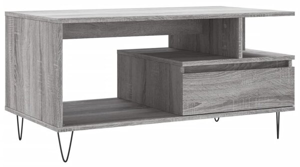 Szürke sonoma szerelt fa dohányzóasztal 90x49x45 cm