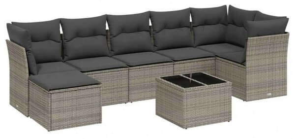 VidaXL Polyrattan Kerti Ülőgarnitúra - 8 részes - Szürke