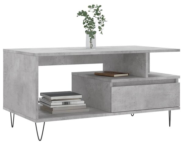 Betonszürke szerelt fa dohányzóasztal 90x49x45 cm