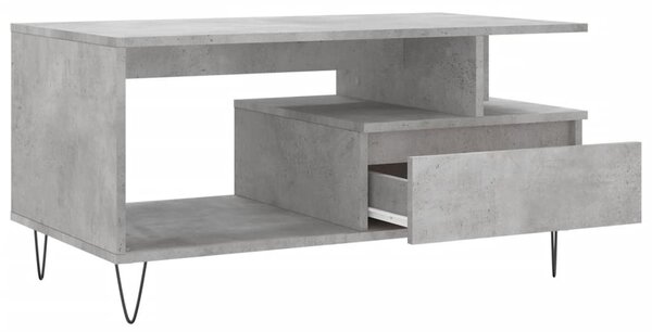 Betonszürke szerelt fa dohányzóasztal 90x49x45 cm