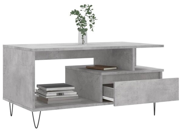 Betonszürke szerelt fa dohányzóasztal 90x49x45 cm