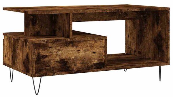Füstös tölgy színű szerelt fa dohányzóasztal 90x49x45 cm