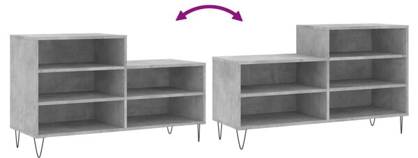 Betonszürke szerelt fa cipőszekrény 102x36x60 cm