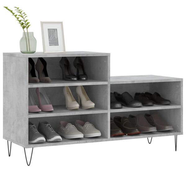 Betonszürke szerelt fa cipőszekrény 102x36x60 cm
