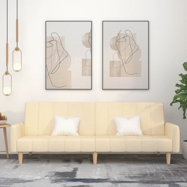 Kétszemélyes krémszínű szövet kanapéágy