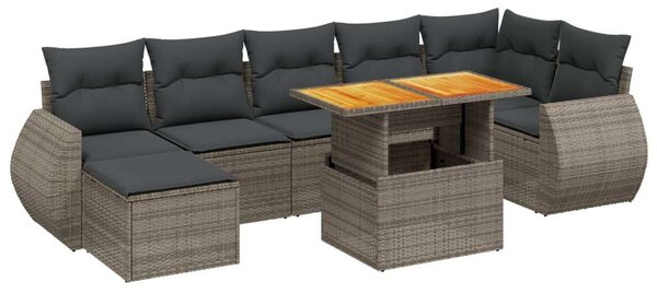 VidaXL Polyrattan Kerti Ülőgarnitúra - 8 részes - Szürke