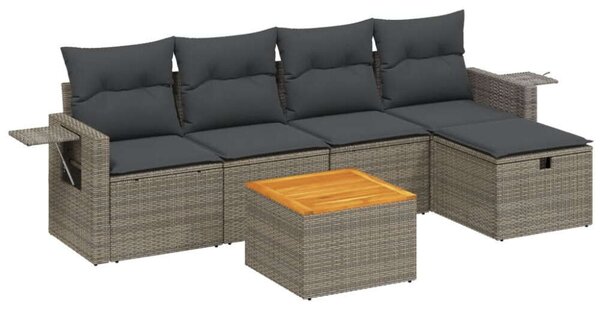 VidaXL Polyrattan Kerti Ülőgarnitúra - 6 részes - Szürke