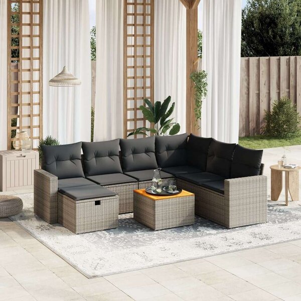 VidaXL Polyrattan Kerti Ülőgarnitúra - 8 részes - Szürke
