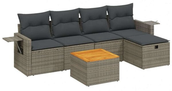 VidaXL Polyrattan Kerti Ülőgarnitúra - 6 részes - Szürke