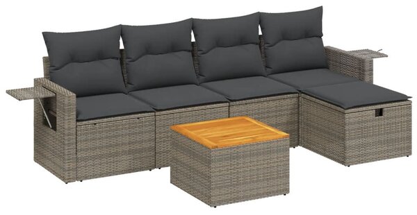 VidaXL Polyrattan Kerti Ülőgarnitúra - 6 részes - Szürke