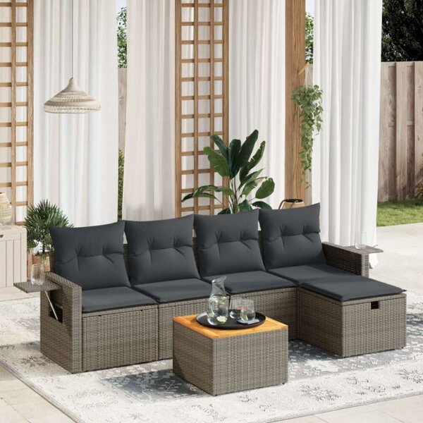 VidaXL Polyrattan Kerti Ülőgarnitúra - 6 részes - Szürke