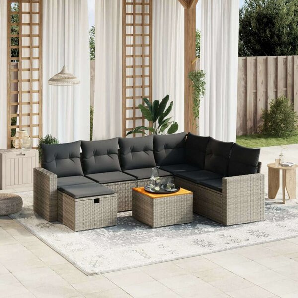 VidaXL Polyrattan Kerti Ülőgarnitúra - 8 részes - Szürke