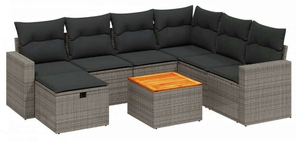 VidaXL Polyrattan Kerti Ülőgarnitúra - 8 részes - Szürke