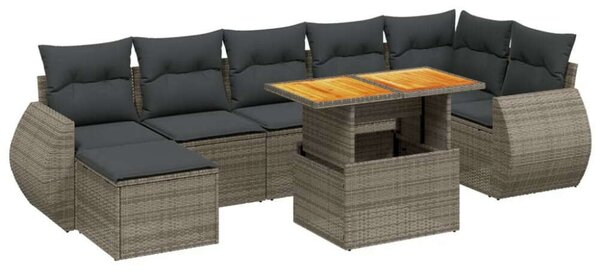 VidaXL Polyrattan Kerti Ülőgarnitúra - 8 részes - Szürke