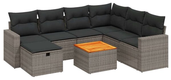 VidaXL Polyrattan Kerti Ülőgarnitúra - 8 részes - Szürke