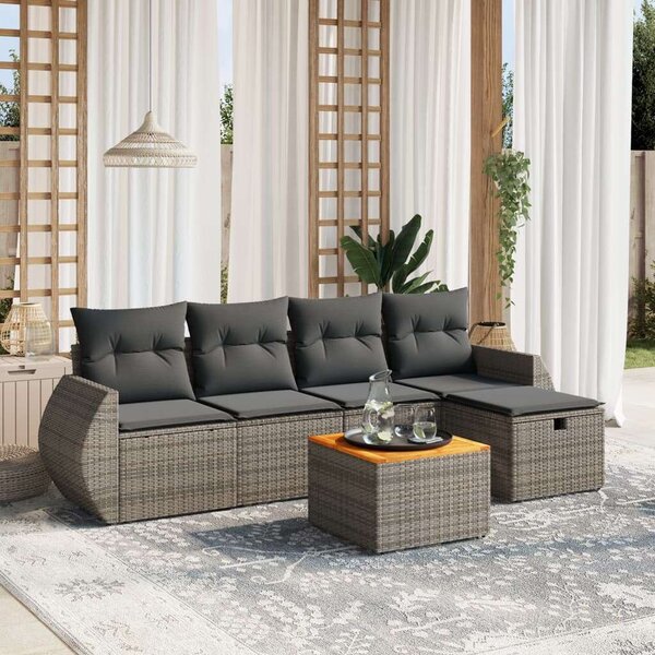 Vidaxl Polyrattan Kerti Ülőgarnitúra - 6 részes - Szürke