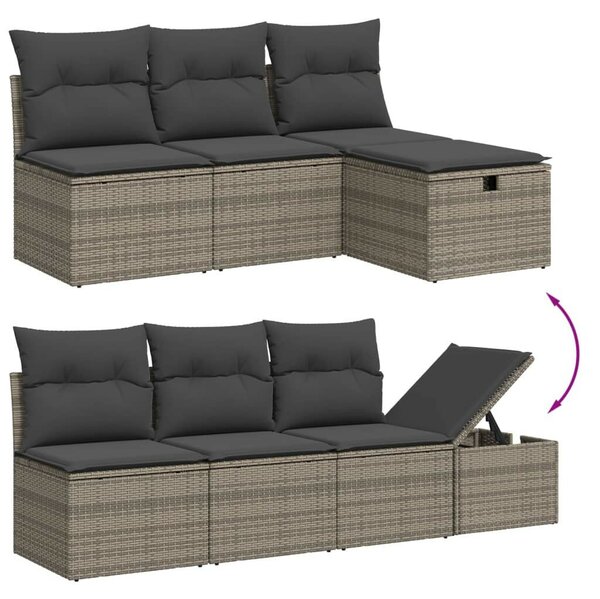 Polyrattan Kerti Ülőgarnitúra - 8 részes - Szürke