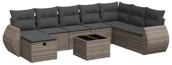 VidaXL Polyrattan Kerti Ülőgarnitúra - 9 részes - Szürke